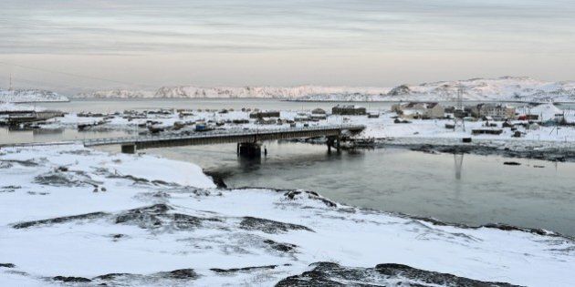 TERIBERKA, RUSSIA - FEBRUARY 3: Bay of Barents Sea in Teriberka settlement about 100 km away from the city of Murmansk on February 3, 2015 in Teriberka, Russia. Russian director Andrei Zvyagintsev's Oscar-nominated film 'Leviathan' was shoot in Teriberka. (Photo by Sergey Ermokhin/Kommersant Photo via Getty Images).