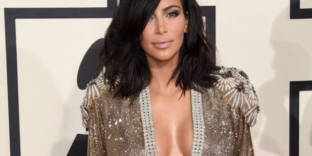 LOS ANGELES, CA - FEBRUARY 08: TV personality Kim Kardashian attends The 57th Annual GRAMMY Awards at the STAPLES Center on February 8, 2015 in Los Angeles, California. (Photo by Jason Merritt/Getty Images)