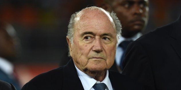FIFA president Sepp Blatter attends the 2015 African Cup of Nations final football match between Ivory Coast and Ghana in Bata on February 8, 2015. AFP PHOTO / CARL DE SOUZA (Photo credit should read CARL DE SOUZA/AFP/Getty Images)