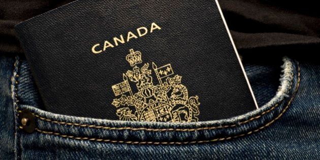 Canadian passport in a pocket