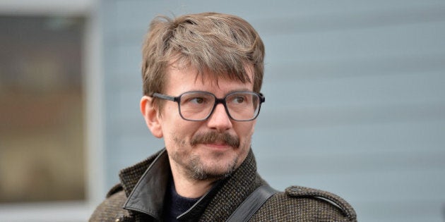 PONTOISE, FRANCE - JANUARY 16: Charlie Hebdo cartoonist Renald Luzier (L) aka 'Luz' after the funeral service of Charlie Hebdo editor and cartoonist Stephane Charbonnier aka 'Charb' in his hometown on January 16, 2015 in Pontoise, France. Charlie Hebdo's editor Stephane Charbonnier was amoungst those killed in last weeks terrorist attack on the satirical newspaper.(Photo by Aurelien Meunier/Getty Images)