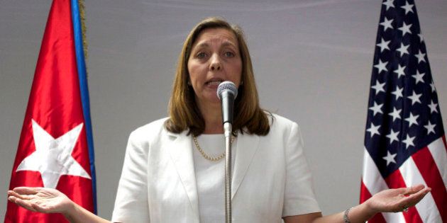 Cuba's head of North American affairs Josefina Vidal, speaks during a briefing after taking part in talks with the U.S. reprentatives, in Havana, Cuba, Thursday, Jan. 22, 2015. The United States and Cuba are trying to eliminate obstacles to normalized ties as the highest-level U.S. delegation to the communist island in more than three decades holds a second day of talks with Cuban officials. (AP Photo/Desmond Boylan)
