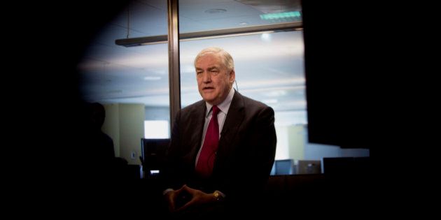 Conrad Black, former chief executive officer of Hollinger Inc., speaks during an interview in Toronto, Ontario, Canada, on Wednesday, July 31, 2013. Black, a Canadian-born former newspaper publisher, was convicted of three counts of fraud and one count of obstruction of justice in a U.S. court in 2007. Photographer: Brent Lewin/Bloomberg via Getty Images