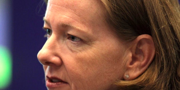 Alison Redford, premier of Canada's Alberta province, speaks during an interview in New York, U.S., on Tuesday, Nov. 15, 2011. Redford told reporters in Washington yesterday she doesn't have 'any reason' to believe the U.S. government's review of the Keystone XL pipeline will lead to an 'adverse' outcome. Photographer: Stephen Yang/Bloomberg via Getty Images