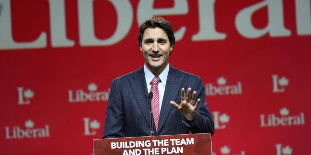MARKHAM, ON - SEPTEMBER 12: Liberal Party Leader Justin Trudeau gives speech at the Hilton/Toronto Markham Suites. (Vince Talotta/Toronto Star via Getty Images)