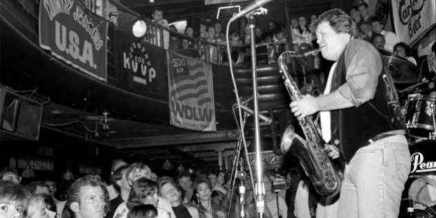 Bobby Keys performing with Joe Ely at the Lone Star Cafe in New York City on July 14, 1987. (Photo by Ebet Roberts/Redferns)