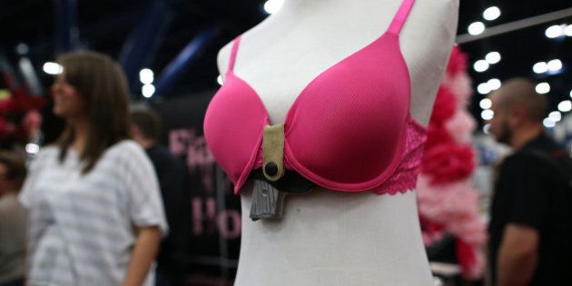 HOUSTON, TX - MAY 04: A bra with a built in concealed fireram holster made by Flashbang Holsters is displayed during the 2013 NRA Annual Meeting and Exhibits at the George R. Brown Convention Center on May 4, 2013 in Houston, Texas. More than 70,000 peope are expected to attend the NRA's 3-day annual meeting that features nearly 550 exhibitors, gun trade show and a political rally. The Show runs from May 3-5. (Photo by Justin Sullivan/Getty Images)