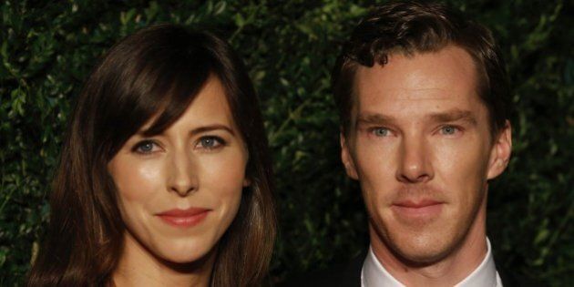 British actor Benedict Cumberbatch and his fiancÃ©e Sophie Hunter (L) pose on the red carpet as they attend the 60th London Evening Standard Theatre Awards 2014 in London on November 30, 2014. AFP PHOTO / JUSTIN TALLIS (Photo credit should read JUSTIN TALLIS/AFP/Getty Images)