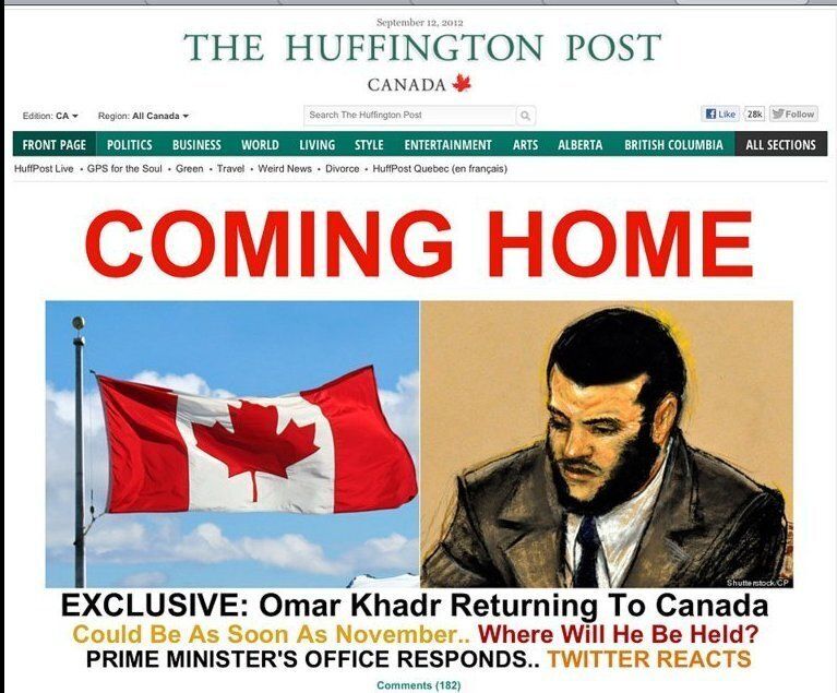 Sept. 12: HuffPost Reports Khadr's Return