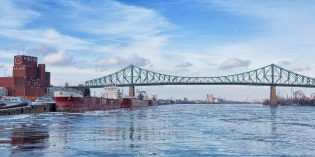 Montreal's St.Lawrence river and Jacques-Cartier Bridge