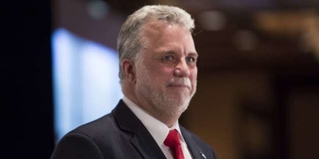 Quebec Liberal leader, Philippe Couillard(C), addresses the Board of Trade of Metropolitan Montreal April 1, 2014 in Montreal, Canada. The elections are scheduled for April 7, 2014. AFP PHOTO/Francois Laplante Delagrave (Photo credit should read Francois Laplante Delagrave/AFP/Getty Images)