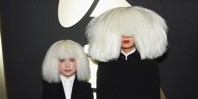 LOS ANGELES, CA - FEBRUARY 08: Dancer Maddie Ziegler and singer/songwriter Sia attend The 57th Annual GRAMMY Awards at the STAPLES Center on February 8, 2015 in Los Angeles, California. (Photo by Larry Busacca/Getty Images for NARAS)