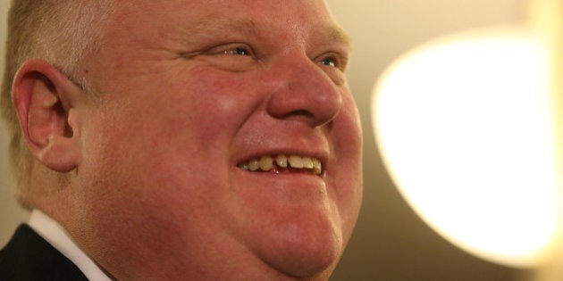 TORONTO, ON- APRIL 17 - Toronto Mayor Rob Ford greets supporters as he launches his re-election campaign at the Toronto Congress Centre in Toronto. April 17, 2014. (Steve Russell/Toronto Star via Getty Images)