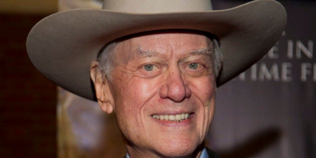 DALLAS, TX - NOVEMBER 15: Larry Hagman arrives for the White Bridle Society's 'Da Vinci, Wine and Roses' benefit at Lisa Blue Baron Mansion on November 15, 2012 in Dallas, Texas. (Photo by Cooper Neill/WireImage)