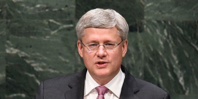 Canada's Prime Minister Stephen Harper speaks during the 69th Session of the UN General Assembly at the United Nations in New York on September 25, 2014. AFP PHOTO/Jewel Samad (Photo credit should read JEWEL SAMAD/AFP/Getty Images)
