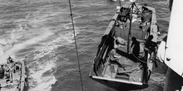 FRANCE - AUGUST 15 : The Landing Craft, Vehicle, Personnel (LCVP) or Higgins boat during Provence Landing On August 15 , 1944. (Photo by Gamma-Keystone via Getty Images)