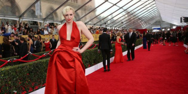 Gwendoline Christie arrives at the 21st annual Screen Actors Guild Awards at the Shrine Auditorium on Sunday, Jan. 25, 2015, in Los Angeles. (Photo by Brian Dowling/Invision for People/AP Images)
