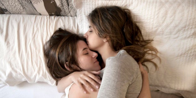 girlfriends in bed