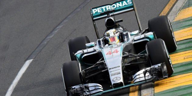 Mercedes AMG Petronas F1 Team's British driver Lewis Hamilton speeds through a corner during the qualifying session at the Formula One Australian Grand Prix in Melbourne on March 14, 2015. AFP PHOTO / MAL FAIRCLOUGH -- IMAGE RESTRICTED TO EDITORIAL USE - STRICTLY NO COMMERCIAL USE (Photo credit should read MAL FAIRCLOUGH/AFP/Getty Images)