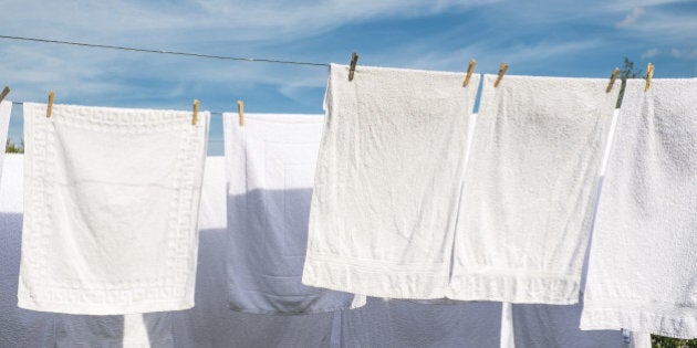 Towels drying in the sun in the South of France.