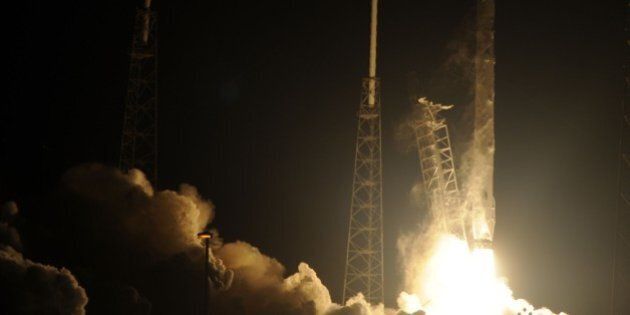 Space X's Falcon 9 rocket launches on January 10, 2015 as it heads to space from pad 40 at Cape Canaveral, Florida, carrying the Dragon CRS5 spacecraft on a resupply mision to the International Space Station (ISS). The Dragon cargo vessel should arrive at the space station at 6:12 am (1112 GMT) on January 12, NASA said. The cargo ship is carrying more than 5,000 pounds (2,268 kilograms) of supplies to the astronauts living in orbit. AFP PHOTO/BRUCE WEAVER (Photo credit should read BRUCE WEAVER/AFP/Getty Images)