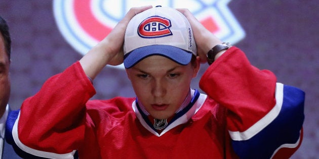 PHILADELPHIA, PA - JUNE 27: Nikita Scherbak is selected twenty-seventh by the Montreal Canadiens in the first round of the 2014 NHL Draft at the Wells Fargo Center on June 27, 2014 in Philadelphia, Pennsylvania. (Photo by Bruce Bennett/Getty Images)