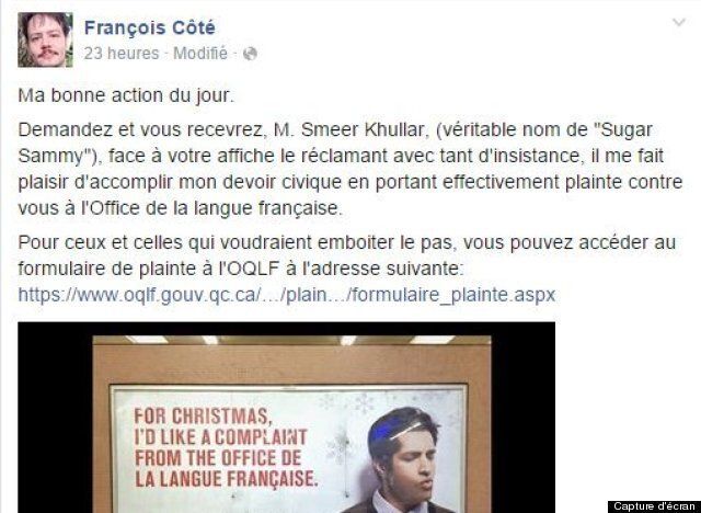 Sugar Sammy reçoit une plainte à l'Office québécois de la langue française  pour Noël (TWITTER) | HuffPost Divertissement