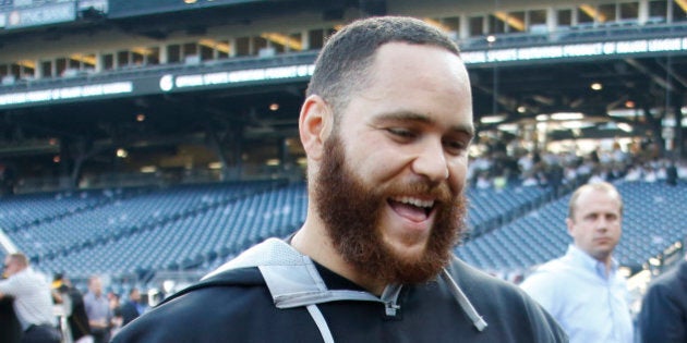 Pittsburgh Pirates catcher Russell Martinduring batting practice before the wild-card playoff baseball game against the San Francisco Giants on Wednesday, Oct. 1, 2014, in Pittsburgh. (AP Photo/Gene Puskar)