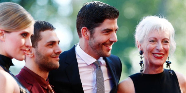 VENICE, ITALY - SEPTEMBER 02: Actress Evelyne Brochu, director Xavier Dolan, actors Pierre Yves Cardinal and Lise Roy attend the 'Tom At The Farm' Premiere during the 70th Venice International Film Festival at the Palazzo del Cinema on September 2, 2013 in Venice, Italy. (Photo by Andreas Rentz/Getty Images)