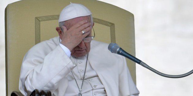 Pope Francis gestures during his weekly general audience in Saint Peter's square at Vatican on April 23, 2014. AFP PHOTO / ANDREAS SOLARO (Photo credit should read ANDREAS SOLARO/AFP/Getty Images)