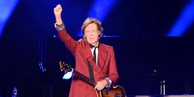 SAN FRANCISCO, CA - AUGUST 14: Sir Paul McCartney performs live at the last event 'Farewell to Candlestick' concert at Candlestick Park on August 14, 2014 in San Francisco, California. (Photo by C Flanigan/FilmMagic)