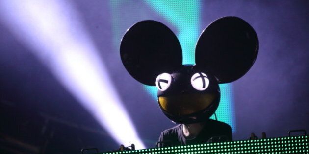 Joel Zimmerman aka Deadmau5 performs at the Ultra Music Festival at Bayfront Park, on Saturday, March 29, 2014 in Miami, Florida. (Photo by John Davisson/Invision/AP)