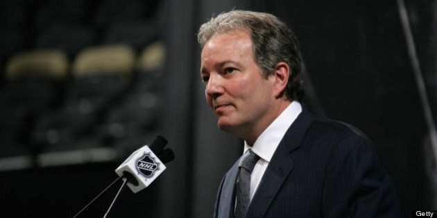 PITTSBURGH, PA - JUNE 22: Pittsburgh Penguins General Manager Ray Shero speaks during Round One of the 2012 NHL Entry Draft at Consol Energy Center on June 22, 2012 in Pittsburgh, Pennsylvania. (Photo by Dave Sandford/NHLI via Getty Images)