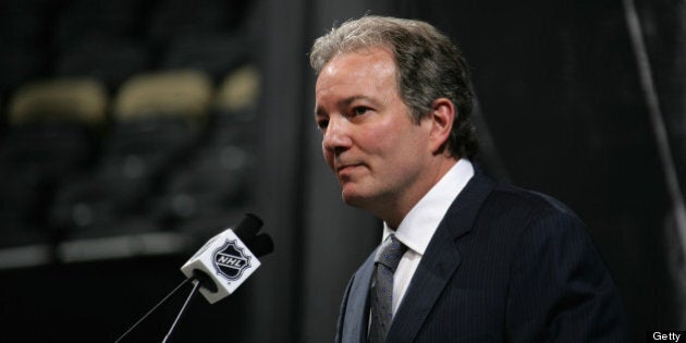 PITTSBURGH, PA - JUNE 22: Pittsburgh Penguins General Manager Ray Shero speaks during Round One of the 2012 NHL Entry Draft at Consol Energy Center on June 22, 2012 in Pittsburgh, Pennsylvania. (Photo by Dave Sandford/NHLI via Getty Images)