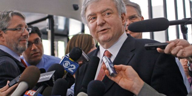 UNITED STATES - JUNE 27: Edward Greenspan, attorney for Lord Conrad Black, speaks to the media before leaving the Everett McKinley Dirksen United States Courthouse after Black's trial was handed over to the jury for deliberation in Chicago, Illinois, Wednesday, June 27, 2007. Black, former chairman of Hollinger International Inc., along with former Hollinger executives Mark Kipnis, Jack Boultbee and Peter Atkinson, are accused of stealing more than $60 million from the publishing company as they engineered sales of more than $3 billion in newspapers and other assets between 1998 and 2001. (Photo by Joshua Lott/Bloomberg via Getty Images)