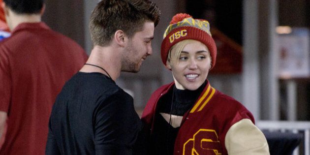 LOS ANGELES, CA - NOVEMBER 13: Singer Miley Cyrus and Patrick Schwarzenegger are seen on November 13, 2014 in Los Angeles, California. (Photo by BRM/Star Max/GC Images)