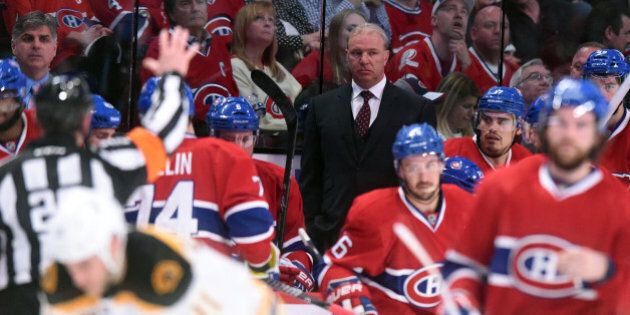 MONTREAL, QC - MAY 6: Michel Therrien of the Montreal Canadiens during Game Three of the Second Round of the 2014 Stanley Cup Playoffs against the Boston Bruins in at the Bell Centre on May 6, 2014 in Montreal, Quebec, Canada. (Photo by Francois Lacasse/NHLI via Getty Images)