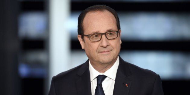 French President Francois Hollande poses on a TV set prior to the start of a French channel TF1 broadcast show, on November 6, 2014 in Aubervilliers, outside Paris. Francois Hollande, the most unpopular French president in history, will seek to turn the tide today in a rare prime-time television appearance exactly half-way through his five-year term. Hollande will answer questions from three reporters as well as a panel of four citizens. AFP PHOTO / POOL / MARTIN BUREAU (Photo credit should read MARTIN BUREAU/AFP/Getty Images)