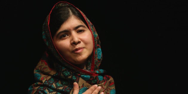 BIRMINGHAM, ENGLAND - OCTOBER 10: Malala Yousafzai speaks during a press conference at the Library of Birmingham after being announced as a recipient of the Nobel Peace Prize, on October 10, 2014 in Birmingham, England. The 17-year-old Pakistani campaigner, who lives in Britain where she received medical treatment following an assassination attempt by the Taliban in 2012, was jointly awarded the Nobel peace prize with Kailash Satyarthi from India. Chair of the Nobel Committee Thorbjorn Jagland made the announcement in Oslo, commending Malala for her 'heroic struggle' as a spokesperson for girls' rights to education. (Photo by Christopher Furlong/Getty Images)