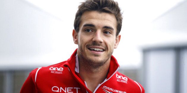 SUZUKA, JAPAN - OCTOBER 05: Jules Bianchi of France and Marussia arrives for the drivers' parade prior to the Japanese Formula One Grand Prix at Suzuka Circuit on October 5, 2014 in Suzuka, Japan. (Photo by Jiri Krenek/isifa/Getty Images)