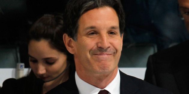 TORONTO, ON - NOVEMBER 08: Brendan Shanahan, who will enter the Hockey Hall of Fame on November11, is honored prior to the game between the Toronto Maple Leafs and the New Jersey Devils at the Air Canada Centre on November 8, 2013 in Toronto, Canada. (Photo by Bruce Bennett/Getty Images)