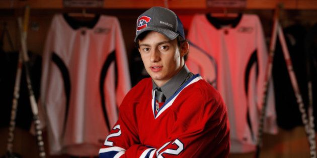 PITTSBURGH, PA - JUNE 23: Tim Bozon, 64th overall pick by the Montreal Canadiens, poses for a portrait during the 2012 NHL Entry Draft at Consol Energy Center on June 23, 2012 in Pittsburgh, Pennsylvania. (Photo by Gregory Shamus/NHLI via Getty Images)