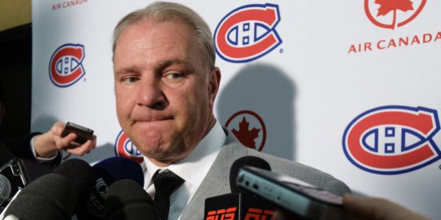 OTTAWA, ON - APRIL 5: Head coach Michel Therrien of the Montreal Canadiens speaks to the media following their win against the Ottawa Senators during an NHL game at Canadian Tire Centre on April 5, 2014 in Ottawa, Ontario, Canada. (Photo by Jana Chytilova/Freestyle Photography/Getty Images)