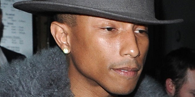 LONDON, UNITED KINGDOM - FEBRUARY 05: Pharell Williams leaving Nobu Restaurant on February 5, 2014 in London, England. (Photo by Alex Davies/GC Images)