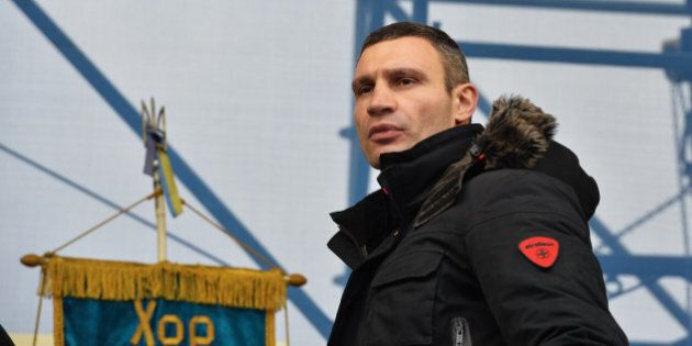 KIEV, UKRAINE - DECEMBER 13: Vitaly Klitschko attends an anti-government protest at Independence Square aimed at forcing president Viktor Yanukovych to resign on December 13, 2013 in Kiev, Ukraine. The anti-government protests began three weeks ago when Ukrainian President Victor Yanukhovych angered many Ukrainians by refusing to sign an agreement that would strengthen cooperation with the European Union. (Photo by Dmitry Korotaev/Kommersant Photo via Getty Images)
