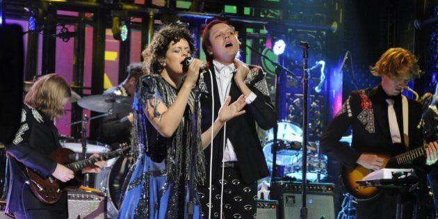 SATURDAY NIGHT LIVE -- 'Tina Fey' Episode 1642 -- Pictured: (l-r) Regine Chassagne, Win Butler, Richard Parry of musical guest Arcade Fire -- (Photo by: Dana Edelson/NBC/NBCU Photo Bank via Getty Images)