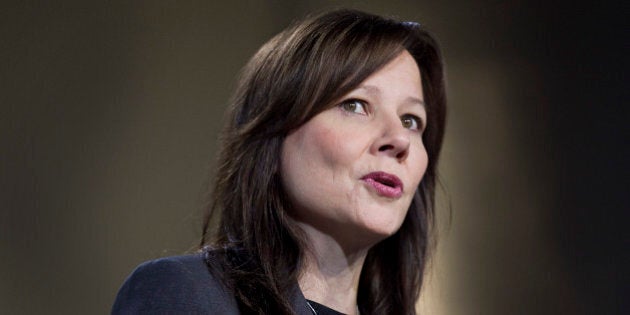 Mary Barra, senior vice president at General Motors Co. (GM), speaks during the 2012 North American International Auto Show (NAIAS) in Detroit, Michigan, U.S., on Tuesday, Jan. 10, 2012. The Detroit auto show runs through Jan. 22 and will display over 500 vehicles. Photographer: Andrew Harrer/Bloomberg via Getty Images