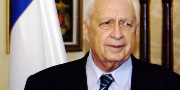 Israeli prime minister Ariel Sharon at the Churchill Inter-Continental Hotel, London, where he met Tory leader Iain Duncan Smith.