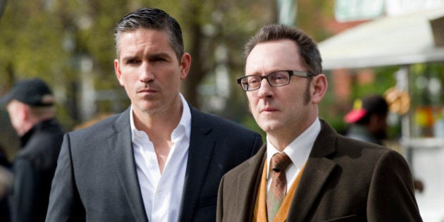 NEW YORK - APRIL 27: 'No Good Deed' -- The newest POI's curiosity could spell his doom when he finds himself embroiled in a dark government conspiracy - one that Finch (Michael Emerson, right) is all too familiar with, on PERSON OF INTEREST, Thursday, May 10 (9:00 - 10:00 PM, ET/PT) on the CBS Television Network. Meanwhile, Reese (Jim Caviezel, left) uncovers something revealing about Finch's past. (Photo by John Paul Filo/CBS via Getty Images)