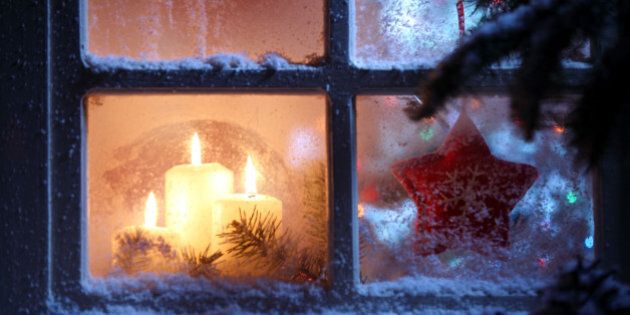 frosted window with christmas...